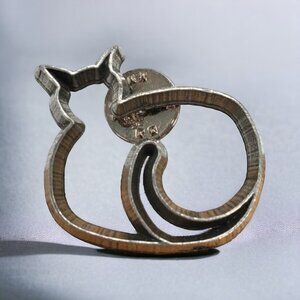 Vintage 1995 Cat Kitty Open Work Pin Brooch Ann Clarke Ltd Silver Tone 1.75”